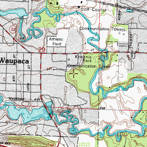 Topographic Map of Waupaca County Sheriff's Office, WI