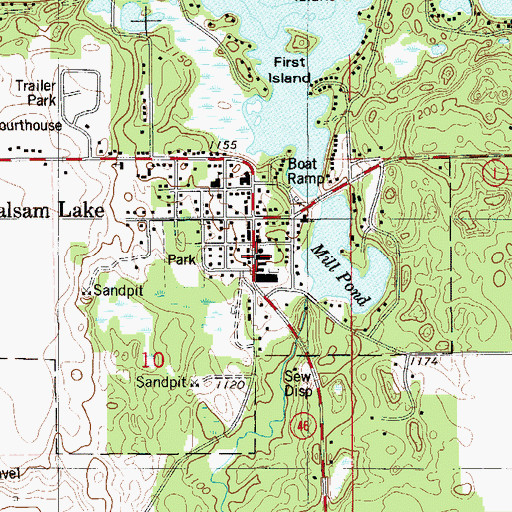 Topographic Map of Balsam Lake Police Department, WI