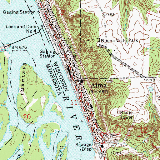 Topographic Map of Buffalo County Sheriff's Department, WI