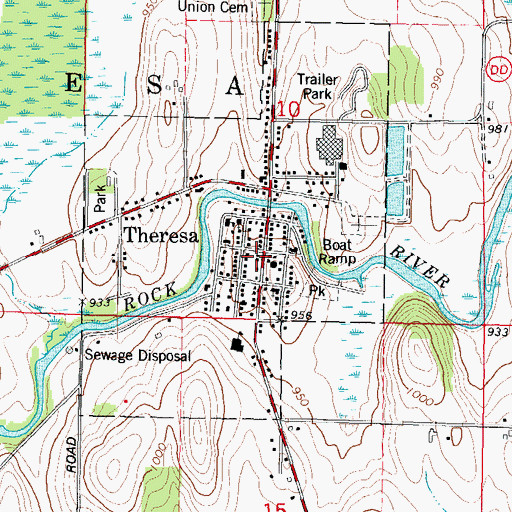 Topographic Map of Theresa Police Department, WI