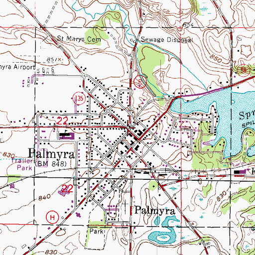 Topographic Map of Palmyra Police Department, WI