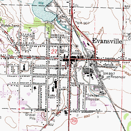 Topographic Map of Evansville Police Department, WI