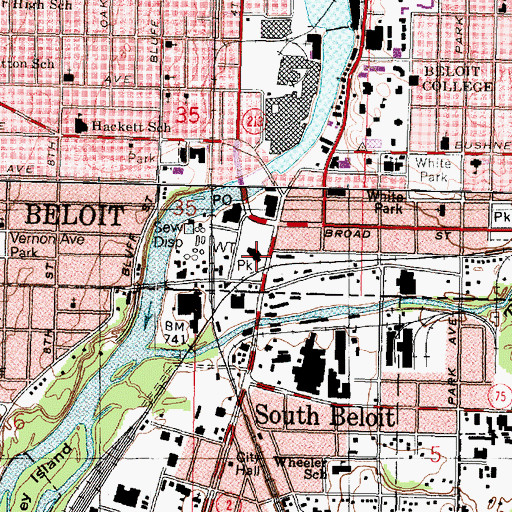 Topographic Map of Beloit Police Department, WI