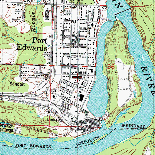 Topographic Map of Port Edwards Police Department, WI