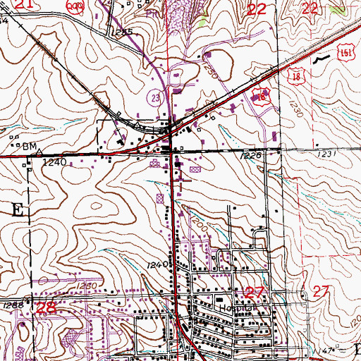 Topographic Map of Iowa County Sheriff's Department, WI