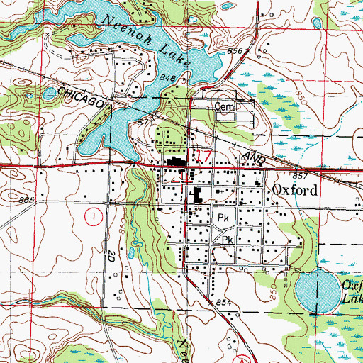 Topographic Map of Oxford Police Department, WI
