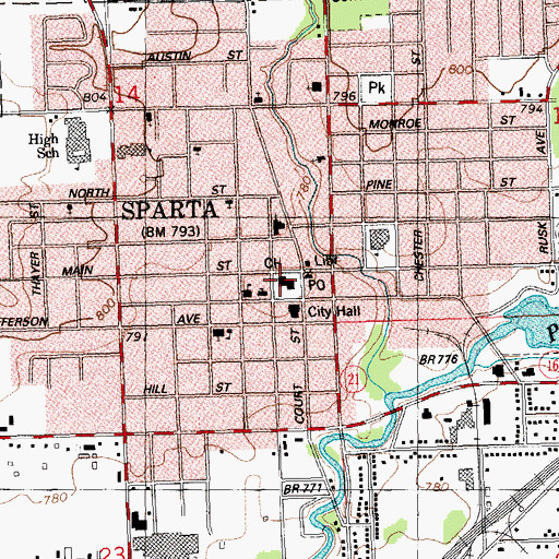 Topographic Map of Monroe County Sheriff's Department, WI