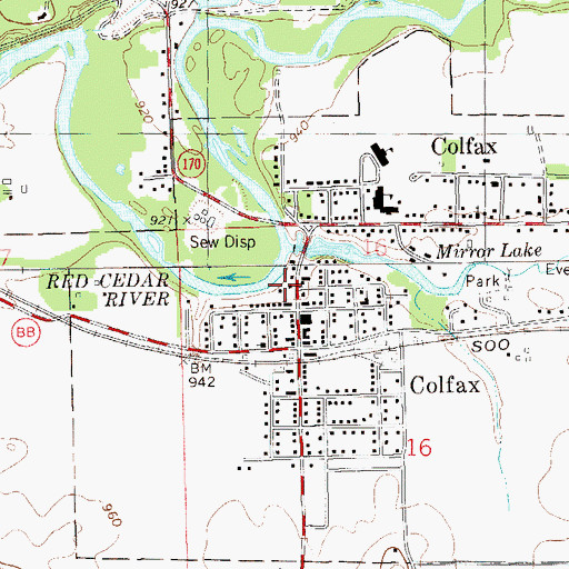 Topographic Map of Colfax Police Department, WI