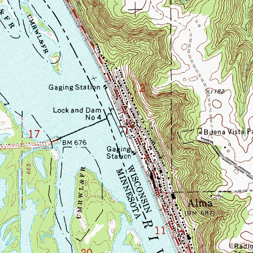 Topographic Map of Alma Police Department, WI
