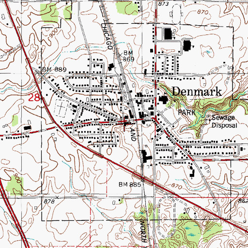 Topographic Map of Denmark Police Department, WI