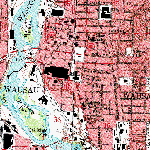 Topographic Map of Marathon County Sheriff's Department, WI