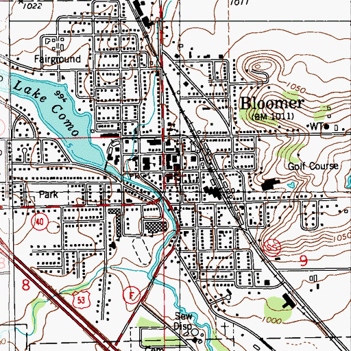Topographic Map of Bloomer Police Department, WI