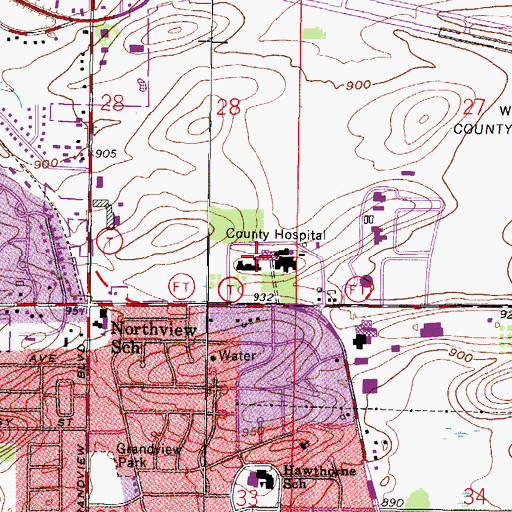 Topographic Map of Waukesha County Huber Facility Jail, WI