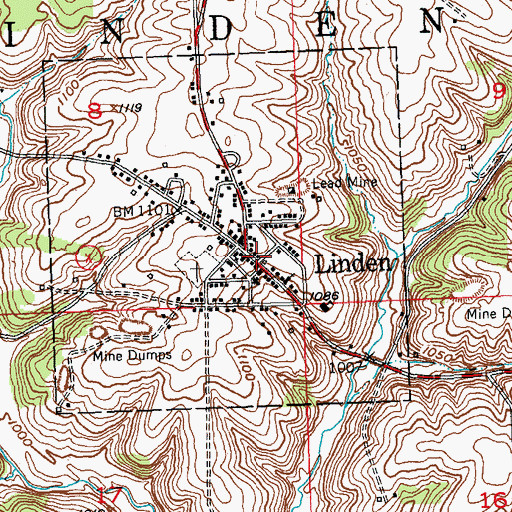Topographic Map of Linden Police Department, WI