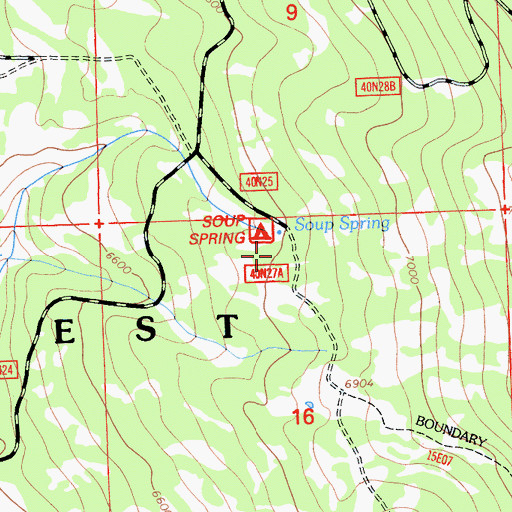 Topographic Map of Soup Spring Campground, CA