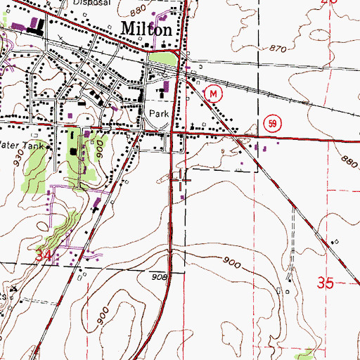 Topographic Map of Milton Police Department, WI