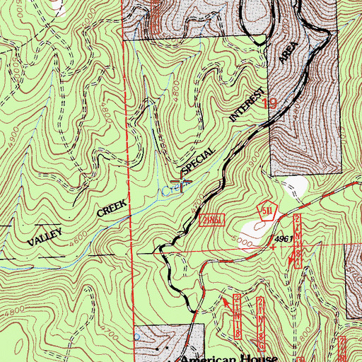Topographic Map of Valley Creek Special Interest Area, CA
