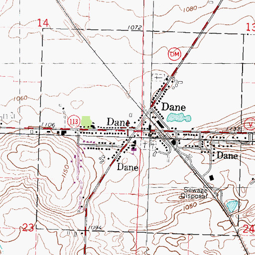 Topographic Map of Dane Police Department, WI
