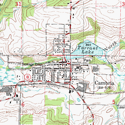 Topographic Map of Cambria Police Department, WI