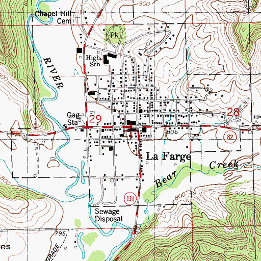 Topographic Map of La Farge Police Department, WI