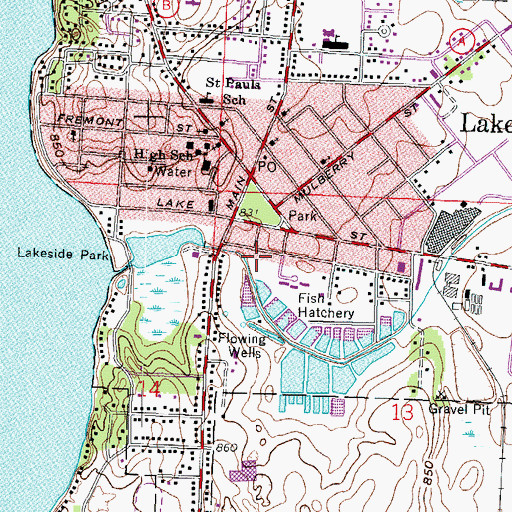 Topographic Map of Lake Mills Police Department, WI