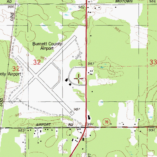 Topographic Map of Burnett County Sheriff's Office, WI