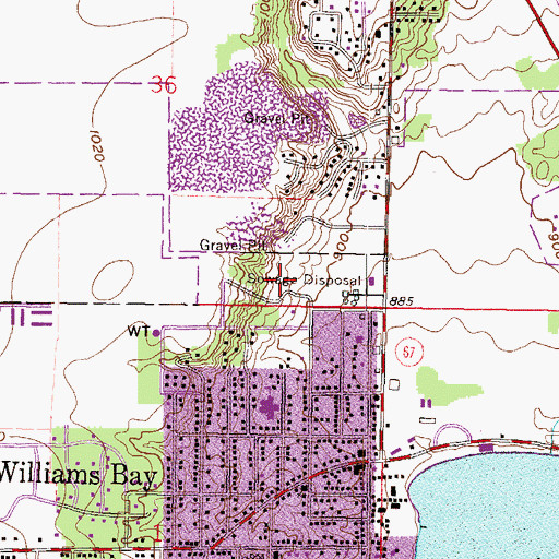 Topographic Map of Williams Bay Police Department, WI