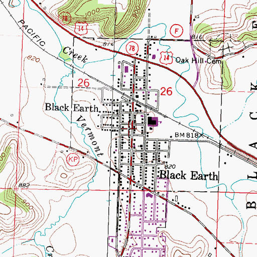 Topographic Map of Black Earth Police Department, WI
