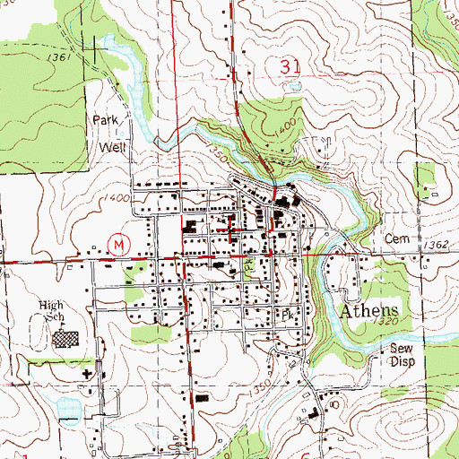 Topographic Map of Athens Police Department, WI