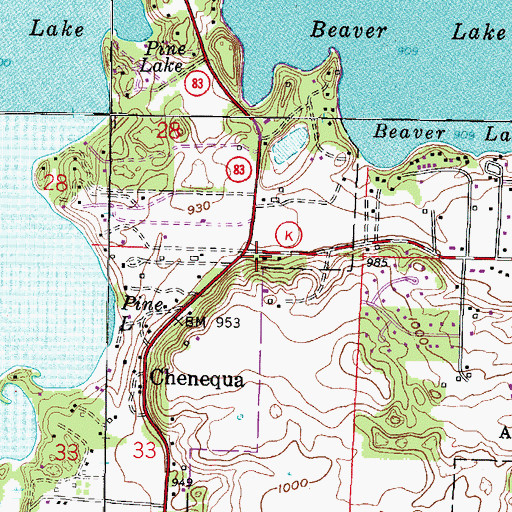 Topographic Map of Chenequa Police Department, WI