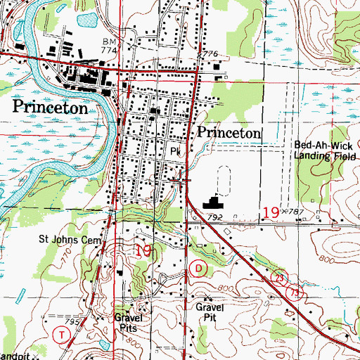 Topographic Map of Princeton Police Department, WI