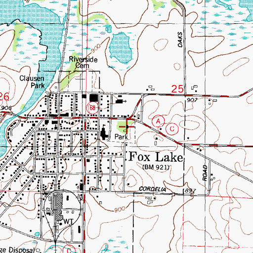 Topographic Map of Fox Lake Police Department, WI