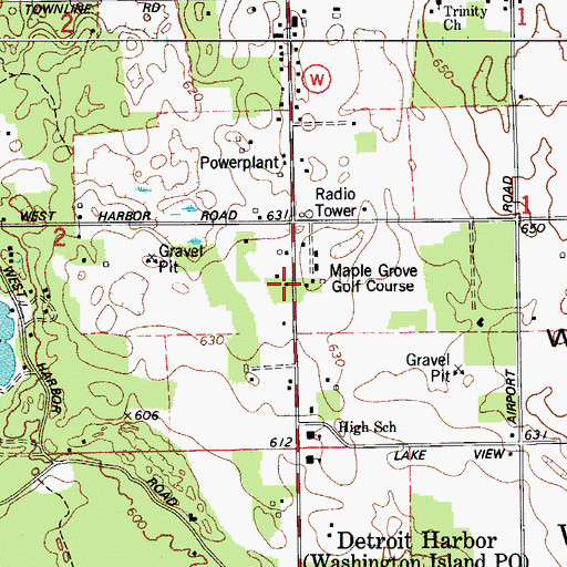 Topographic Map of Washington Island Police Department, WI