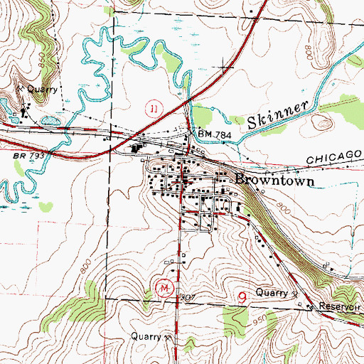 Topographic Map of Browntown Police Department, WI
