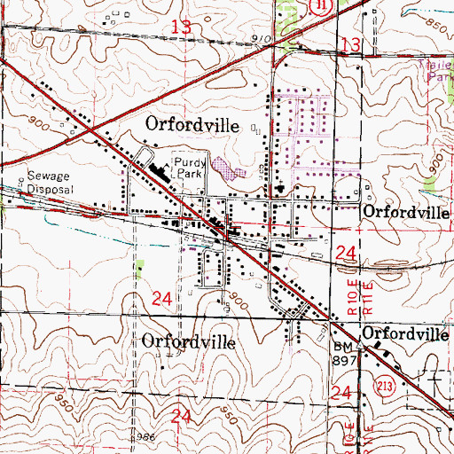 Topographic Map of Orfordville Police Department, WI