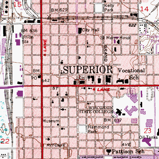 Topographic Map of Douglas County Sheriff's Office, WI