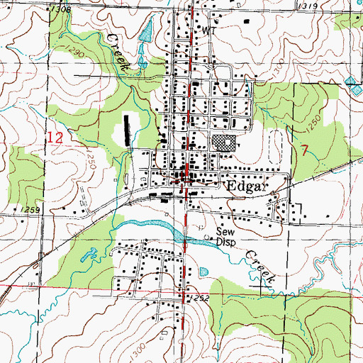 Topographic Map of Edgar Police Department, WI
