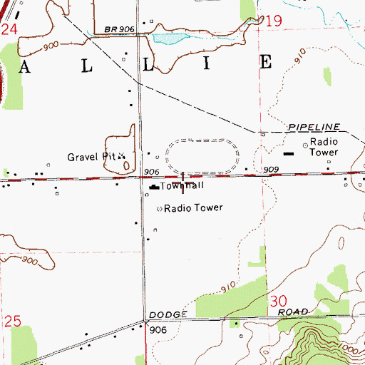 Topographic Map of Lake Hallie Police Department, WI