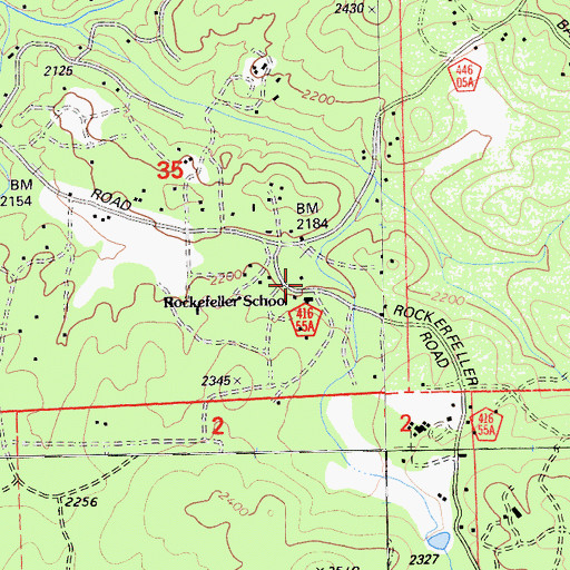 Topographic Map of Rockefeller School, CA