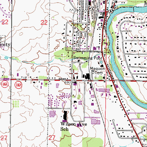 Topographic Map of Mequon Police Department, WI