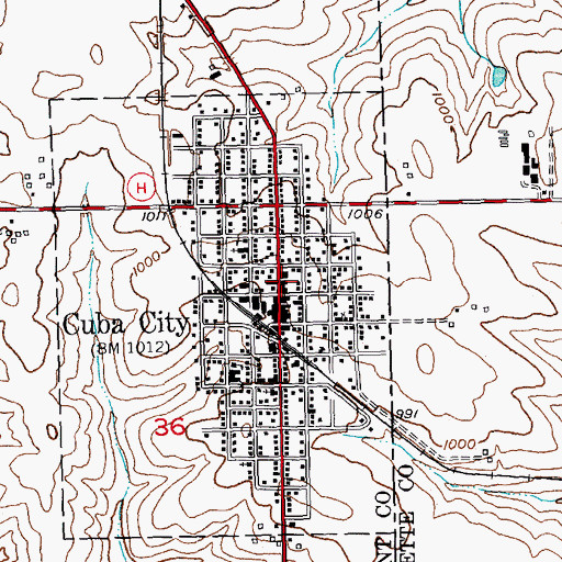 Topographic Map of Cuba City Police Department, WI