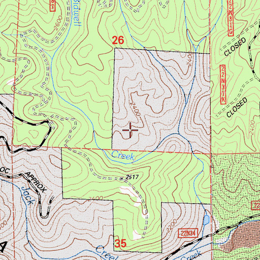 Topographic Map of Rose School, CA