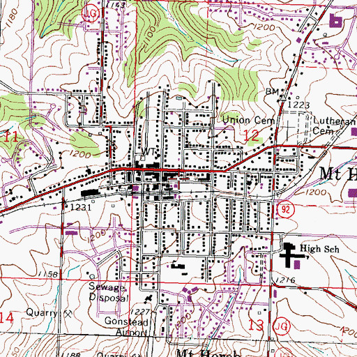 Topographic Map of Mount Horeb Police Department, WI