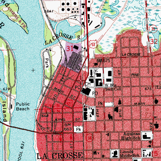 Topographic Map of La Crosse County Sheriff's Department, WI