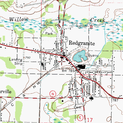 Topographic Map of Redgranite Police Department, WI