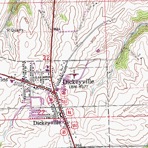 Topographic Map of Dickeyville Police Department, WI