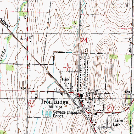 Topographic Map of Iron Ridge Police Department, WI
