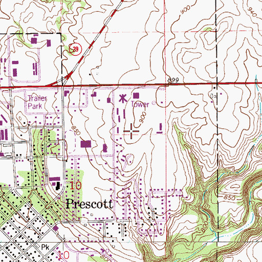 Topographic Map of Prescott Police Department, WI