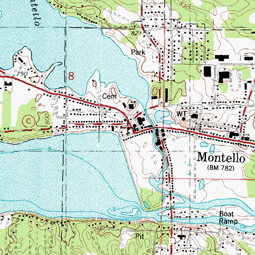 Topographic Map of Montello Police Department, WI