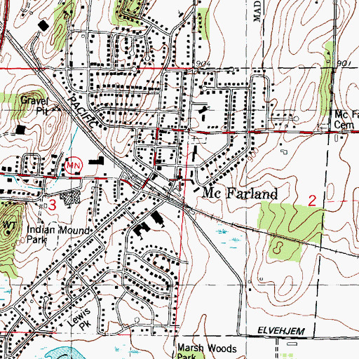 Topographic Map of McFarland Police Department, WI